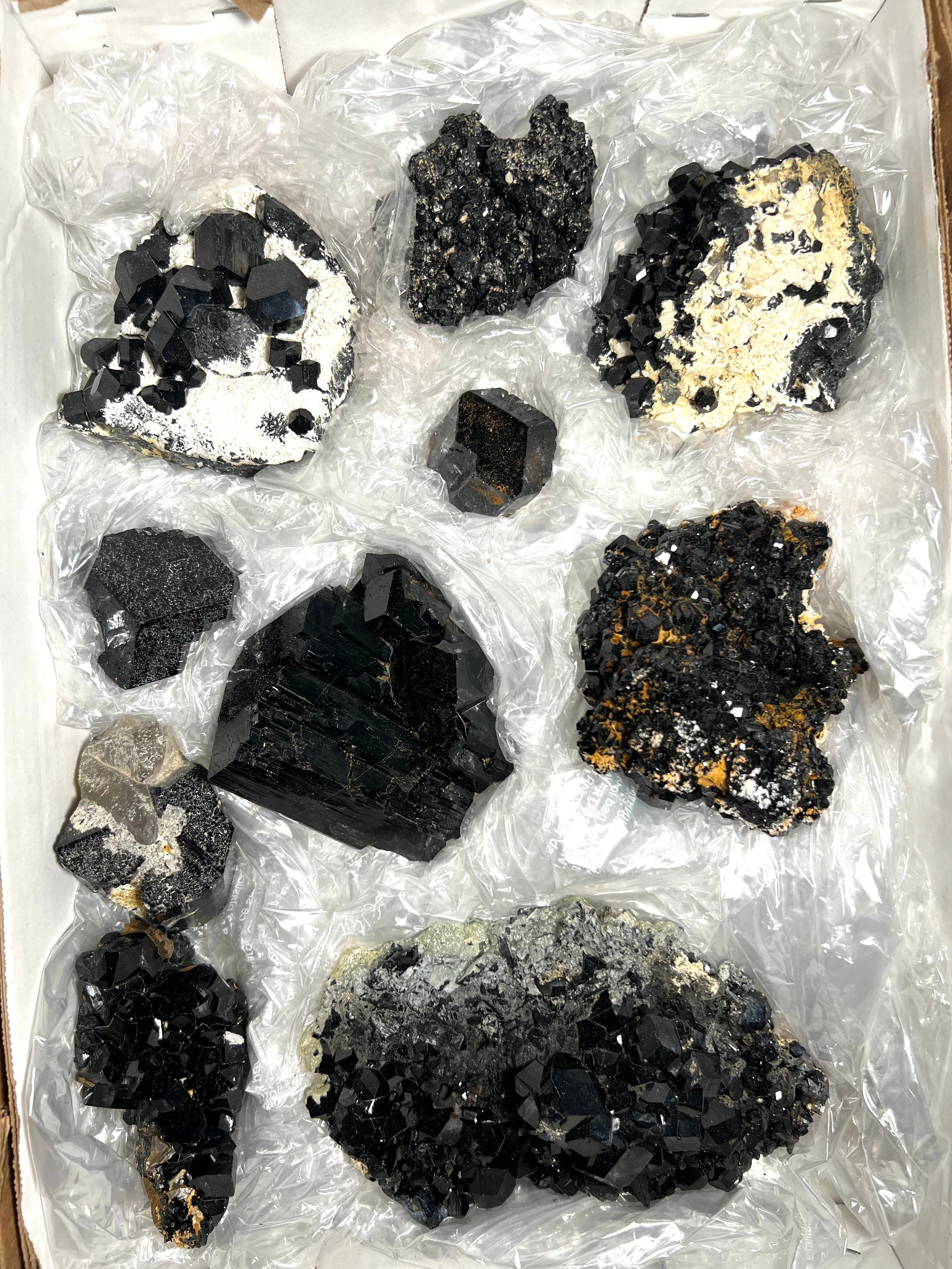 Lot of 10 Black Melanite Andradite Garnet Crystals From Tanzania