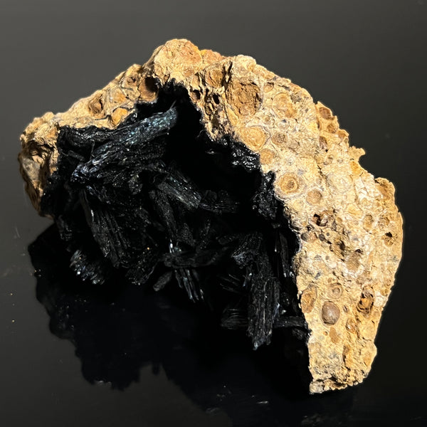 Vivianite on Limonite Matrix, Kerch Mine, Crimea Peninsula, Ukraine