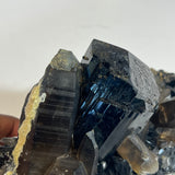 Lustrous Black Tourmaline Crystal with Smoky Quartz & Hyalite, from Erongo Mountain, Erongo Region, Namibia