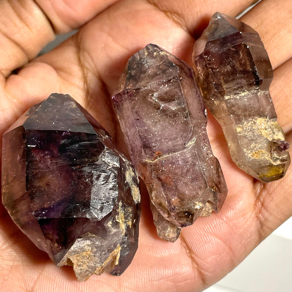 3-Pack Smoky Quartz Shangaan Amethyst Crystal From Zimbabwe