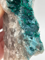 Dioptase, Shattuckite & Chrysocolla on Quartz from Omaue, Kaokoveld, Namibia