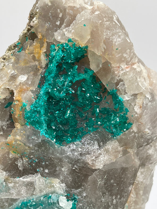 Dioptase on Quartz from Omaue, Kaokoveld, Namibia