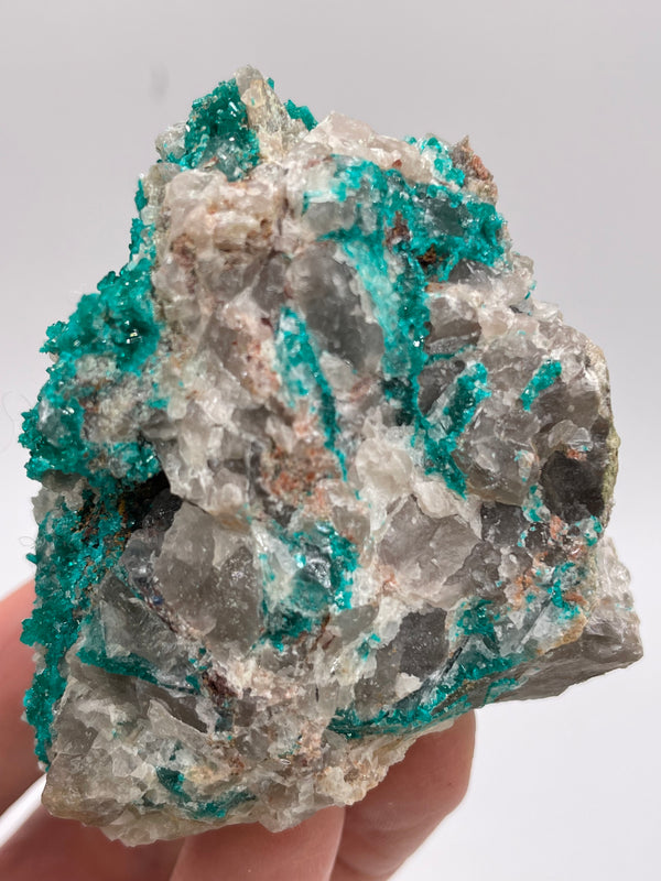 Dioptase on Quartz from Omaue, Kaokoveld, Namibia