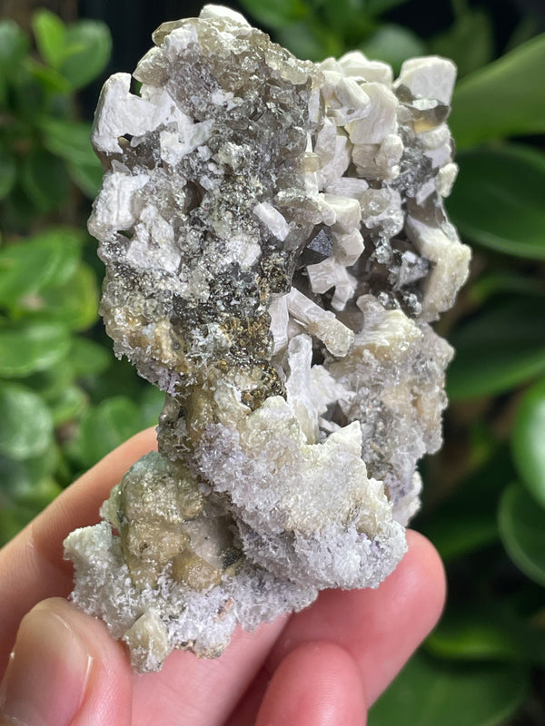 Aquamarine Specimen on Feldspar with Hyalite opal, and Smoky Quartz from Erongo Mountain, Erongo Region, Namibia