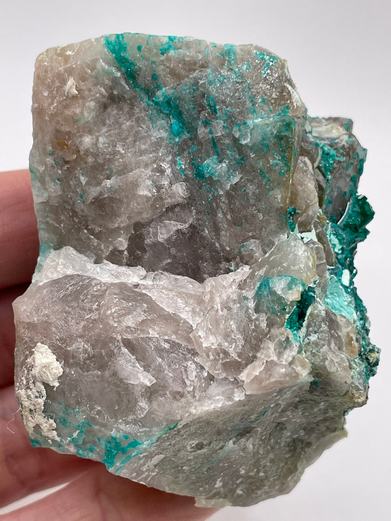 Dioptase and Chrysocolla on Quartz from Omaue, Kaokoveld, Namibia