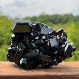 Self-Standing Lustrous Black Tourmaline Crystal with Feldspar from Erongo Mountain, Erongo Region, Namibia