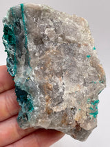 Dioptase, Shattuckite & Chrysocolla on Quartz from Omaue, Kaokoveld, Namibia