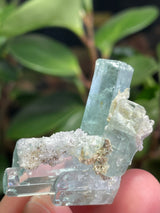 Aquamarine Specimen Cluster on Feldspar with Hyalite opal from Erongo Mountain, Erongo Region, Namibia