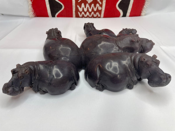 Lepidolite Hippopotamus Family Sculpture