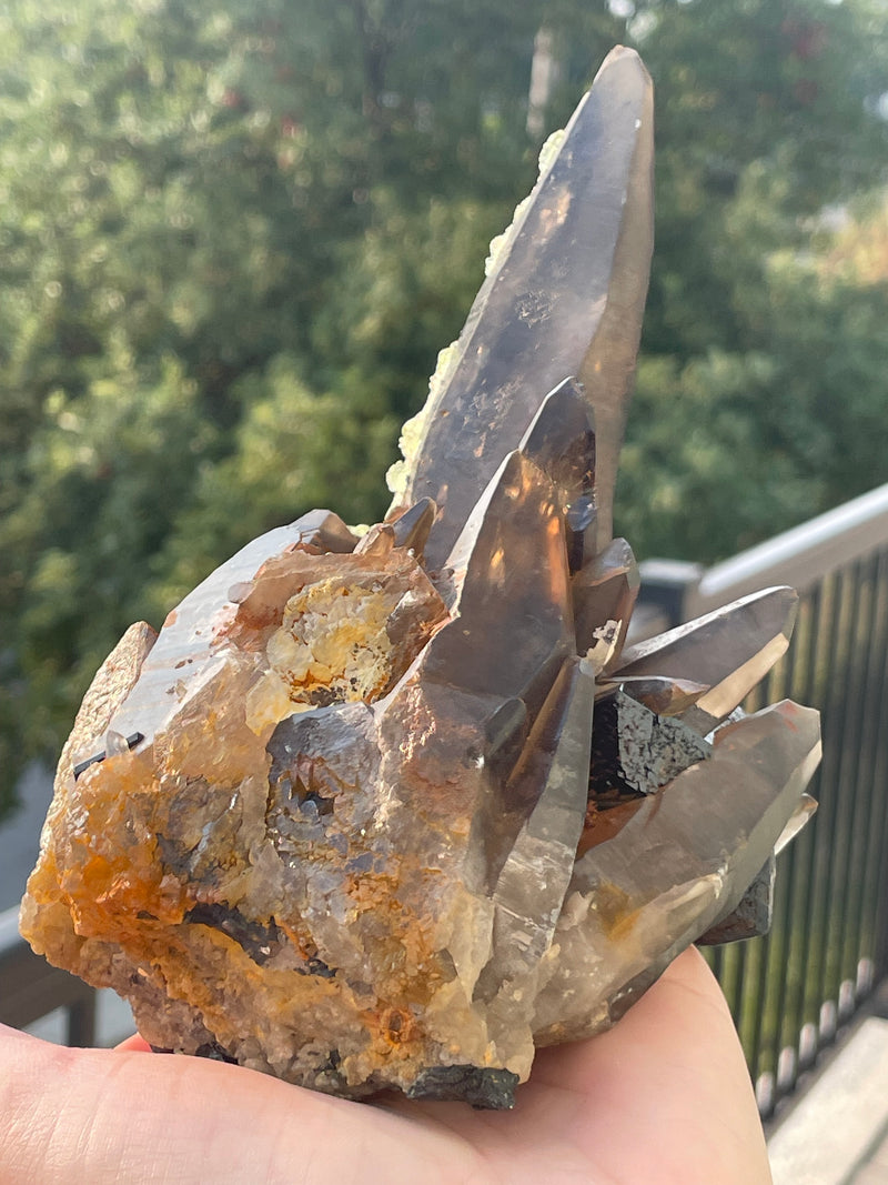 Smoky Quartz with Hyalite Opal and Black Tourmaline from Erongo Mountain, Erongo Region, Namibia