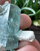 AQUAMARINE SPECIMEN WITH HYALITE AND FELDSPAR 21.5g FROM ERONGO MOUNTAIN, ERONGO REGION, NAMIBIA, ERONGO AQUAMARINE CRYSTAL, CRYSTAL HEALING