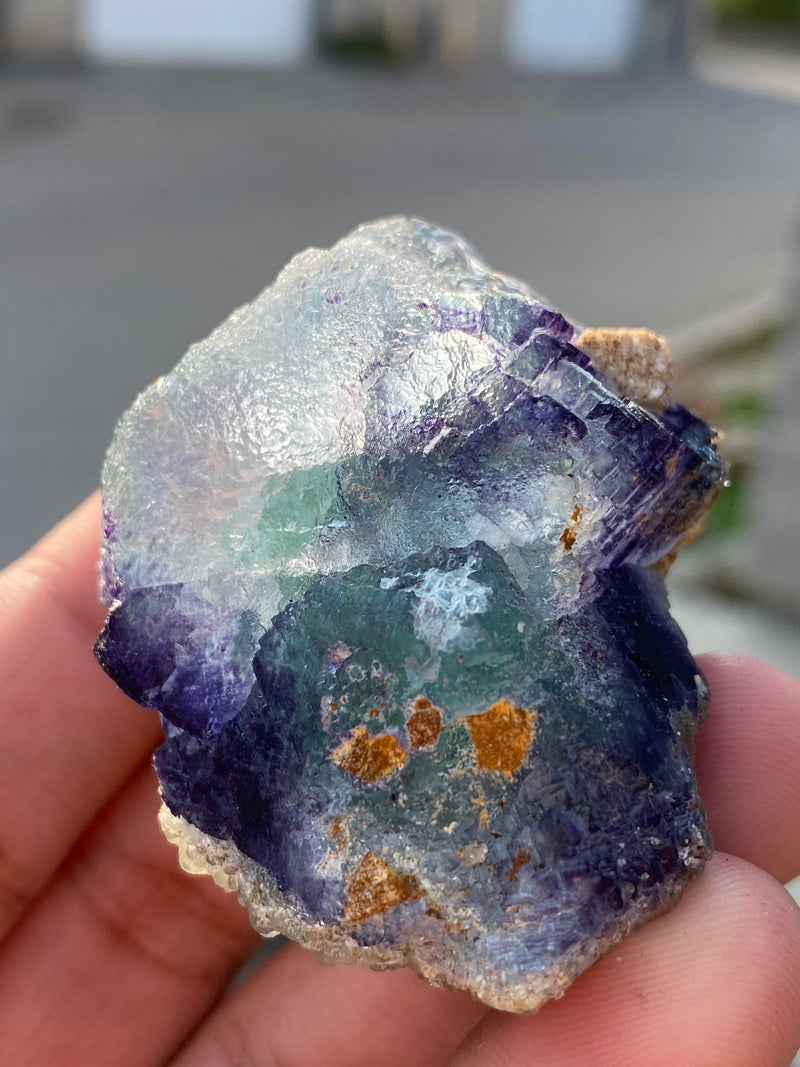 Fluorite with Hyalite from Erongo Mountain, Erongo Region, Namibia