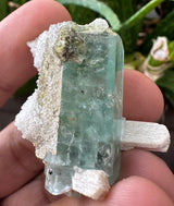 AQUAMARINE SPECIMEN WITH HYALITE AND FELDSPAR 21.5g FROM ERONGO MOUNTAIN, ERONGO REGION, NAMIBIA, ERONGO AQUAMARINE CRYSTAL, CRYSTAL HEALING