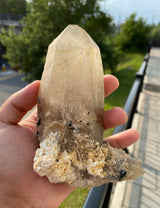 Smoky Quartz with Black Tourmaline and Muscovite 708g from Erongo mountain, Erongo region, Namibia