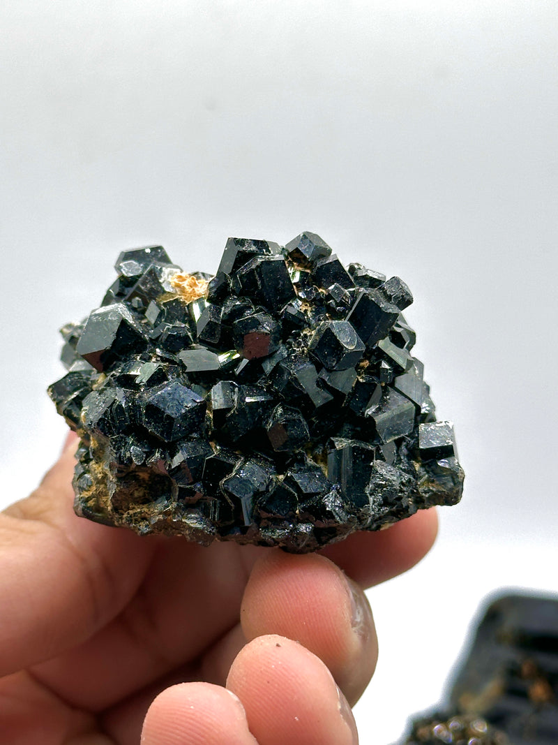 18 PIECE BLACK TOURMALINE WHOLESALE FLAT, ERONGO MINERALS (BLACK TOURMALINE/ SMOKY QUARTZ/ FELDSPAR) FROM ERONGO MOUNTAIN, ERONGO REGION, NAMIBIA.