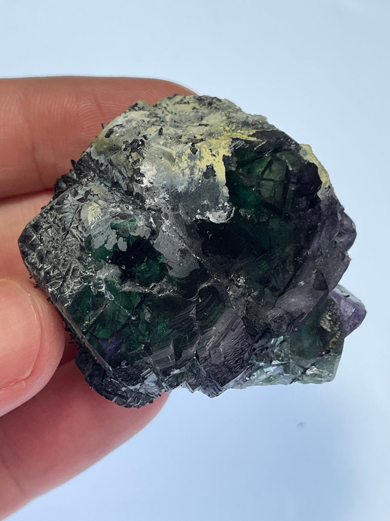 Fluorite with Black Tourmaline and Hyalite Opal from Erongo Mountain, Erongo Region, Namibia
