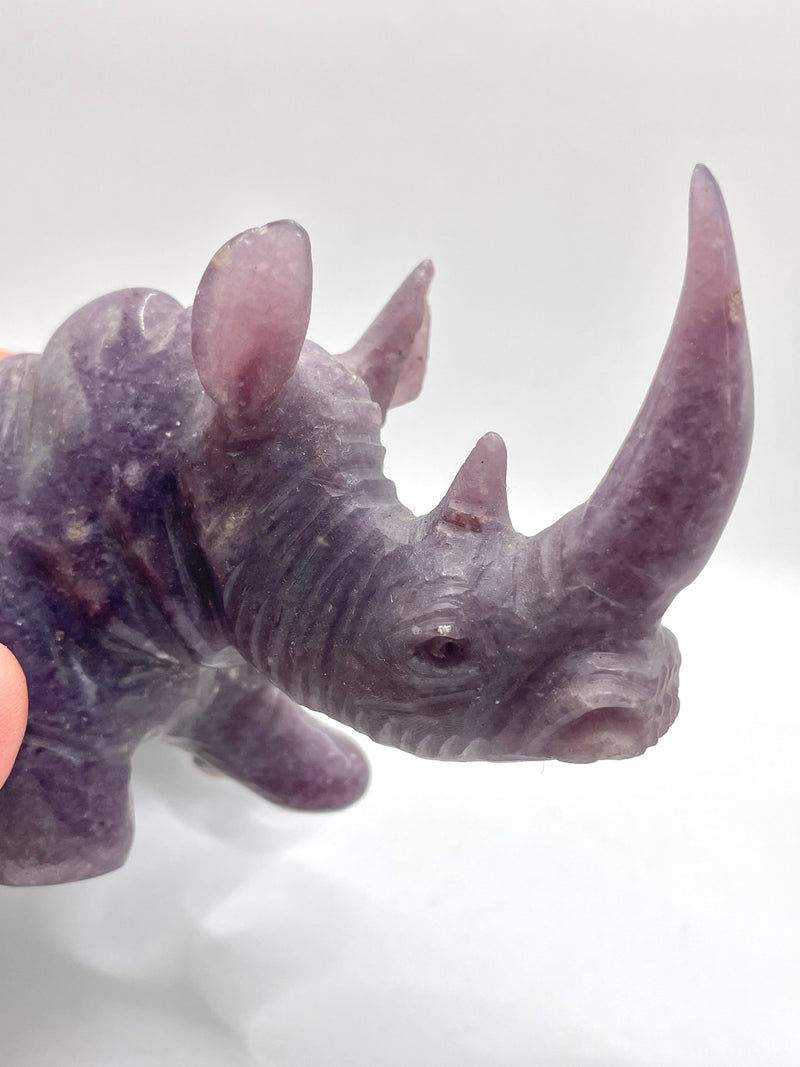 Rhinoceros Figure Shona Sculpture in Lepidolite, from the Chitungwiza Art Centre, Zimbabwe