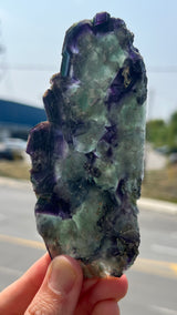 Purple and Green Okorusu Fluorite Slice from the Okorusu Mine, Namibia, Africa.