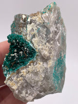 Dioptase and Chrysocolla on Quartz from Omaue, Kaokoveld, Namibia