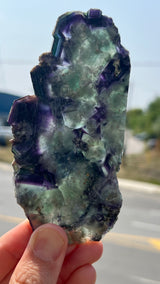 Purple and Green Okorusu Fluorite Slice from the Okorusu Mine, Namibia, Africa.