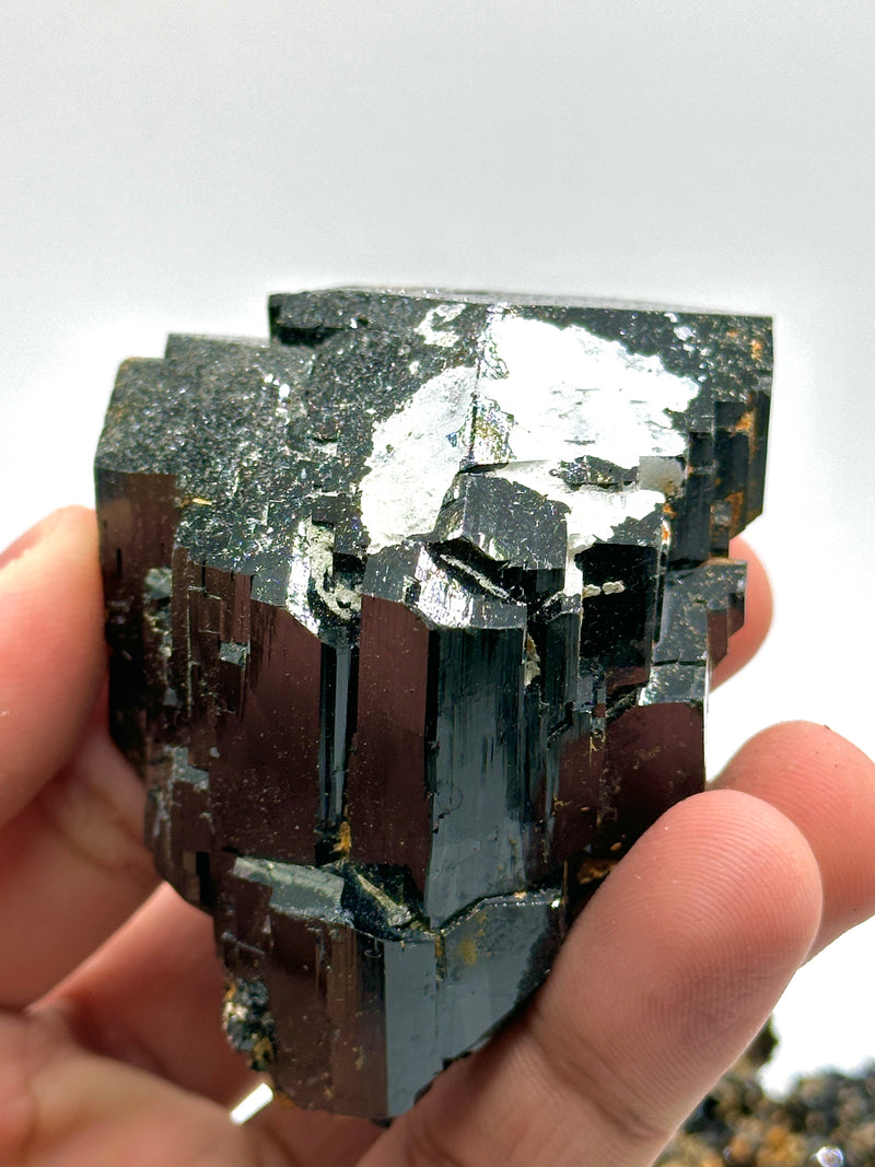 18 PIECE BLACK TOURMALINE WHOLESALE FLAT, ERONGO MINERALS (BLACK TOURMALINE/ SMOKY QUARTZ/ FELDSPAR) FROM ERONGO MOUNTAIN, ERONGO REGION, NAMIBIA.