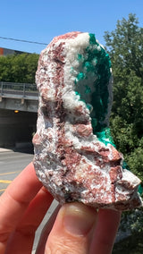 Dioptase on Calcite from the Tsumeb Mine, Tsumeb Oshikoto Region, Namibia