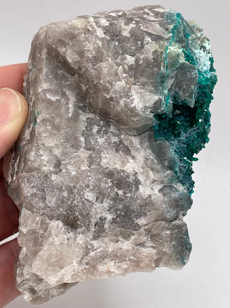 Dioptase, Shattuckite & Chrysocolla on Quartz from Omaue, Kaokoveld, Namibia