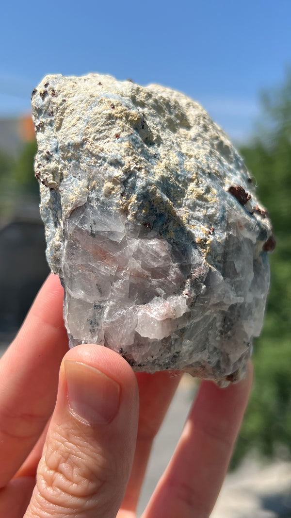 Papagoite on Quartz with Native Copper from the Messina Mine, Limpopo Province, South Africa