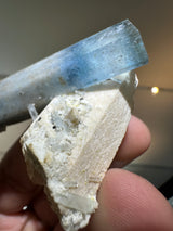 AQUAMARINE SPECIMEN WITH FELDSPAR 31g FROM ERONGO MOUNTAIN, ERONGO REGION, NAMIBIA, ERONGO AQUAMARINE CRYSTAL, CRYSTAL HEALING