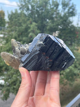 Black Tourmaline with Smoky Quartz from Erongo Mountain, Erongo Region, Namibia