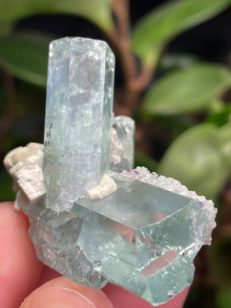 Aquamarine Specimen Cluster on Feldspar with Hyalite opal from Erongo Mountain, Erongo Region, Namibia