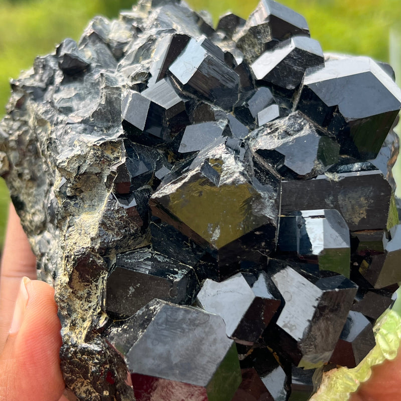 Black Tourmaline Crystal with Hyalite from Erongo Mountain, Erongo Region, Namibia