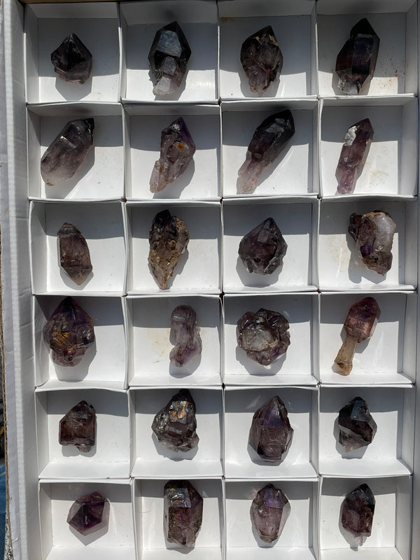 Shangaan Amethyst Wholesale Flat 24 pieces from the Chibuku mine, Zimbabwe