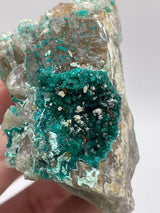 Dioptase and Chrysocolla on Quartz from Omaue, Kaokoveld, Namibia
