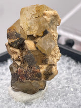 Phenakite on Feldspar with iron staining from Stiepelmann Mine, Klein Spitzkoppe, Erongo Region, Namibia