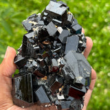Self-Standing Lustrous Black Tourmaline Crystal with Feldspar from Erongo Mountain, Erongo Region, Namibia