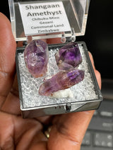 Mini Shangaan Amethyst Trio with Double Termination and Twin Scepter from the Chibuku mine, Zimbabwe