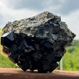 Black Tourmaline Crystal with Hyalite from Erongo Mountain, Erongo Region, Namibia