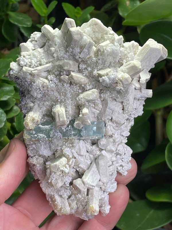 Aquamarine Specimen on Feldspar with Hyalite opal from Erongo Mountain, Erongo Region, Namibia