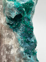 Dioptase, Shattuckite & Chrysocolla on Quartz from Omaue, Kaokoveld, Namibia