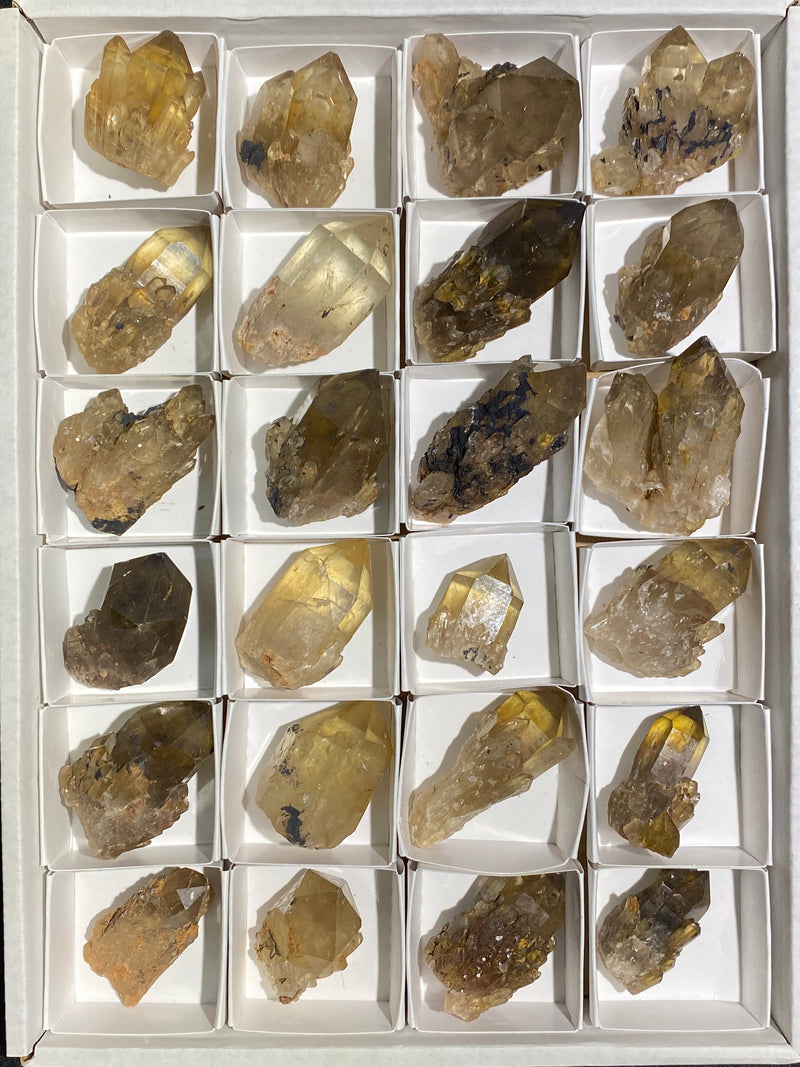 Kundalini Quartz Wholesale Flat 24 pieces, Congo Citrine, Natural Citrine, Democratic Republic of Congo, Kundalini Citrine Crystal
