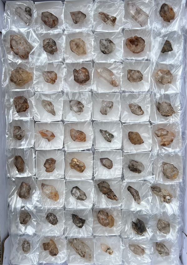 54 Piece Brandberg Quartz Wholesale Flat from the Brandberg District, Goboboseb, Erongo Region, Namibia