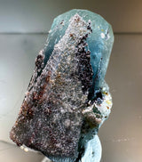 AQUAMARINE SPECIMEN WITH HYALITE 31g FROM ERONGO MOUNTAIN, ERONGO REGION, NAMIBIA, ERONGO AQUAMARINE CRYSTAL, CRYSTAL HEALING