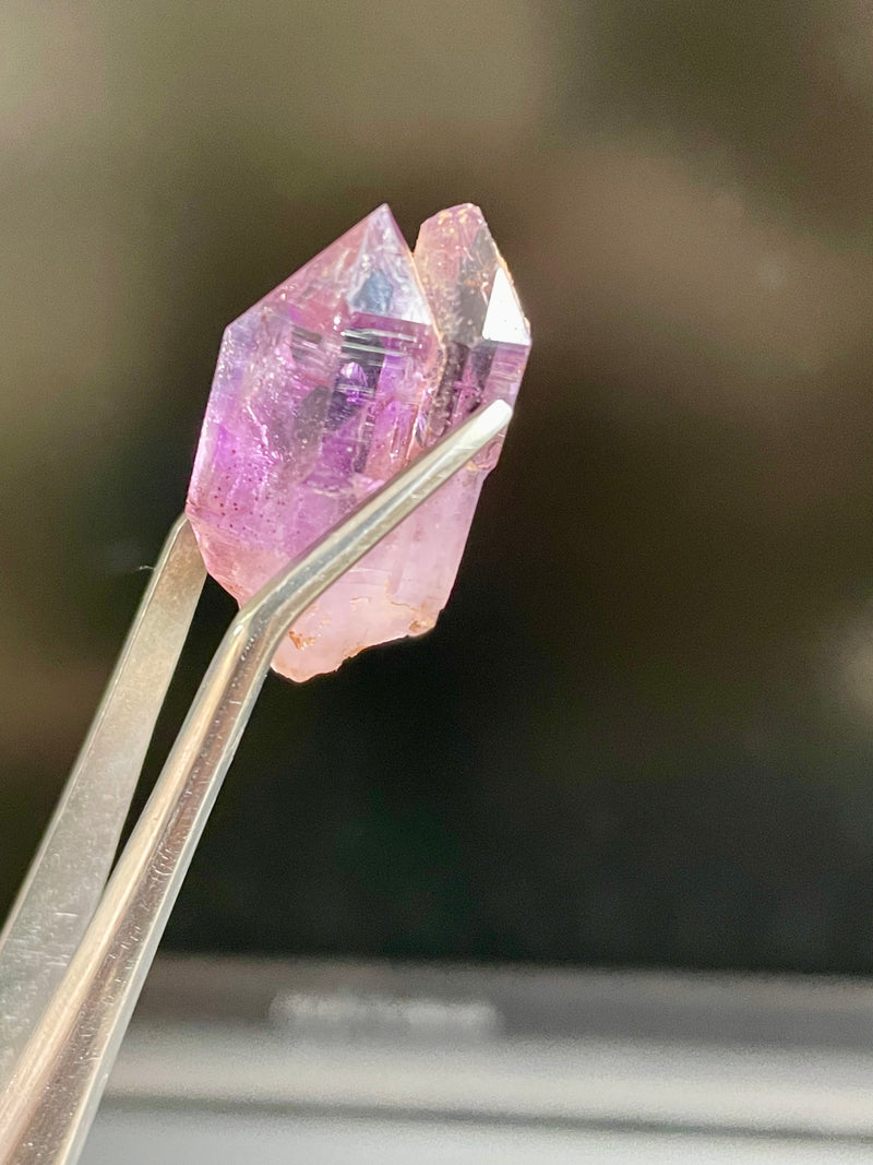 Mini Shangaan Amethyst Trio with Large Twin Scepter & Mini Matrix Growth from the Chibuku mine, Zimbabwe