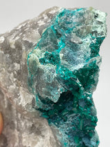 Dioptase, Shattuckite & Chrysocolla on Quartz from Omaue, Kaokoveld, Namibia
