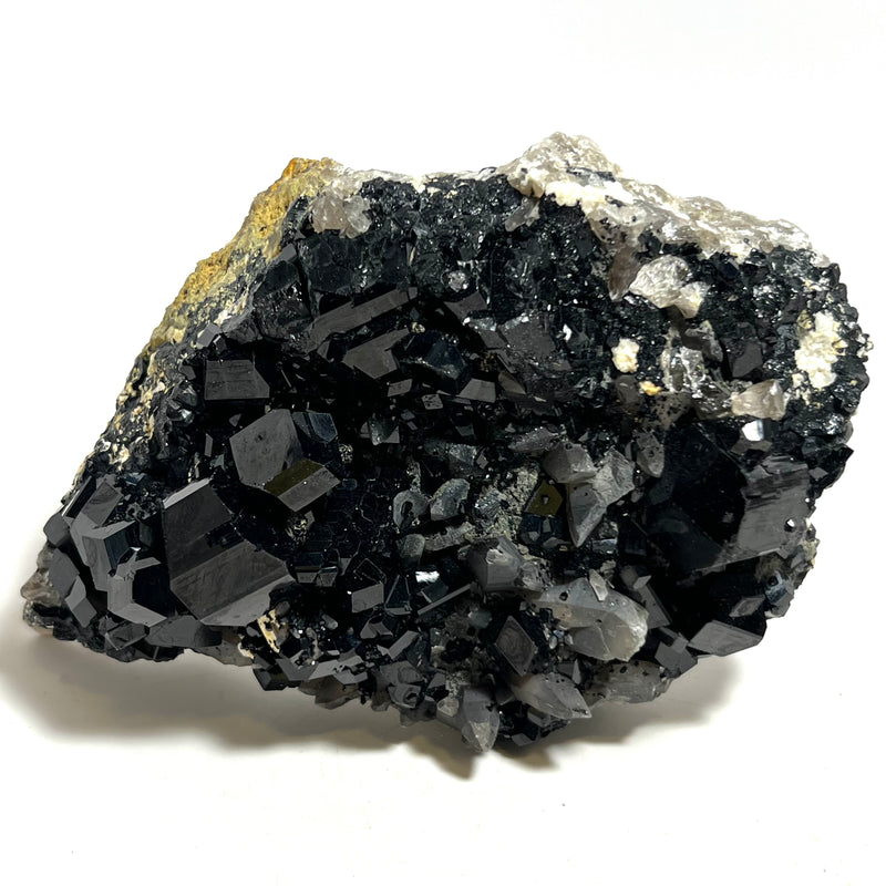 Self-Standing Black Tourmaline Crystal with Smoky Quartz, from Erongo Mountain, Erongo Region, Namibia