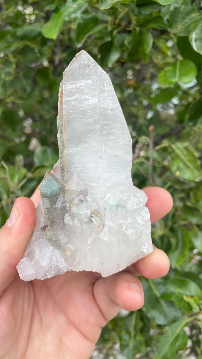 Ajoite in Quartz from Messina Mine, Shaft #5, South Africa with Piemontite and Epidote