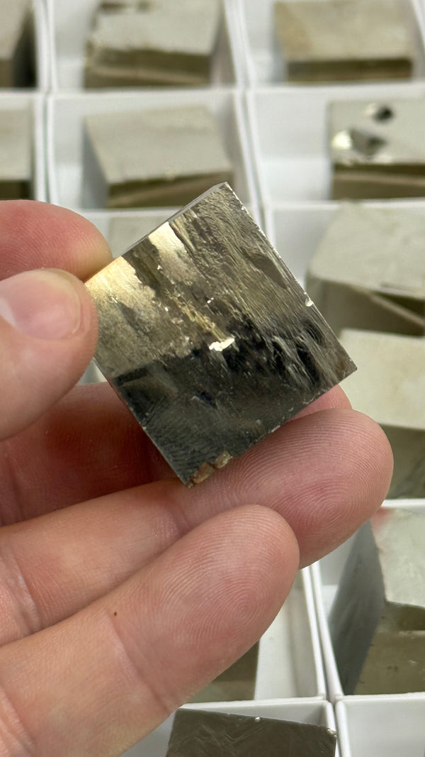 Pyrite Cube, +/- 1 inch, from Victoria Mine, La Rioja, Navajún, Spain