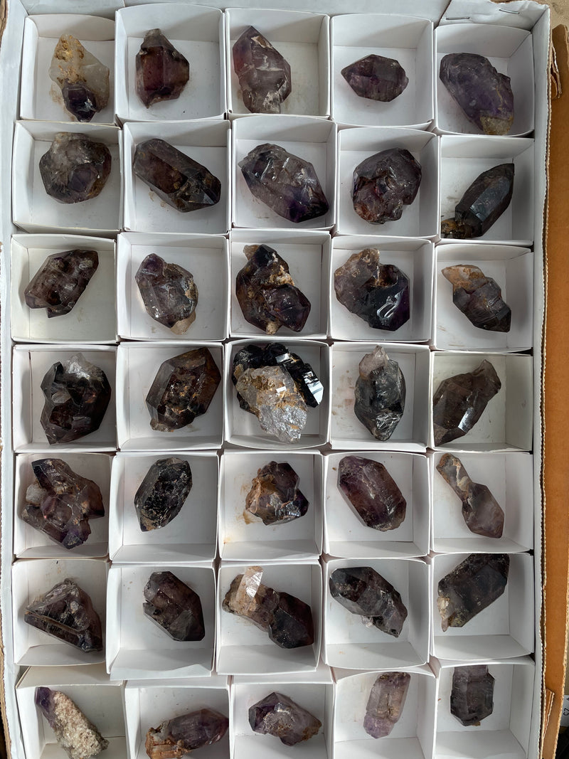 Shangaan Amethyst Wholesale Flat, 35 Pieces from the Chibuku Mine, Zimbabwe&nbsp;