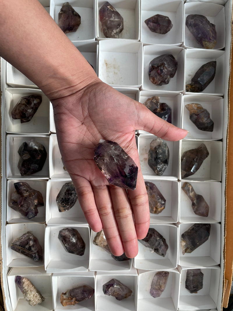 Shangaan Amethyst Wholesale Flat, 35 Pieces from the Chibuku Mine, Zimbabwe&nbsp;